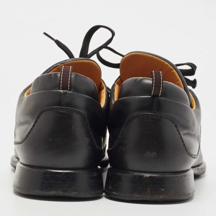 Pre Owned Hermes Black Leather Low Top Sneakers Size 45