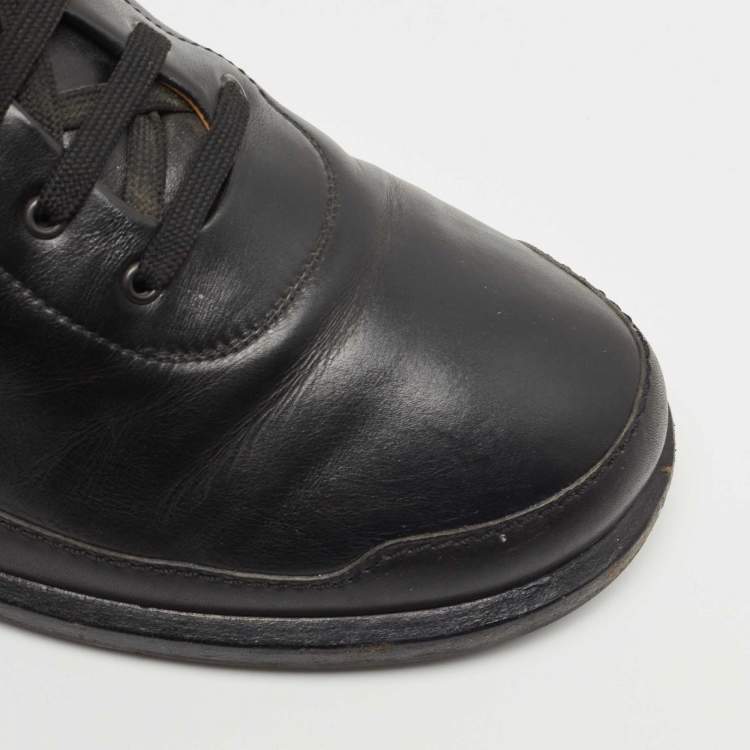 Pre Owned Hermes Black Leather Low Top Sneakers Size 45