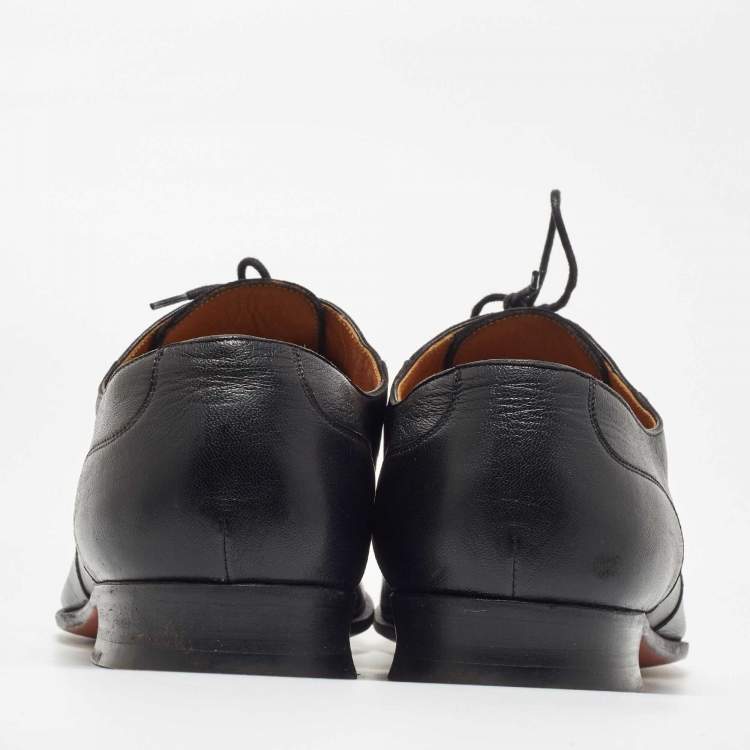 Pre Owned Hermes Black Leather Lace Up Oxfords Size 45