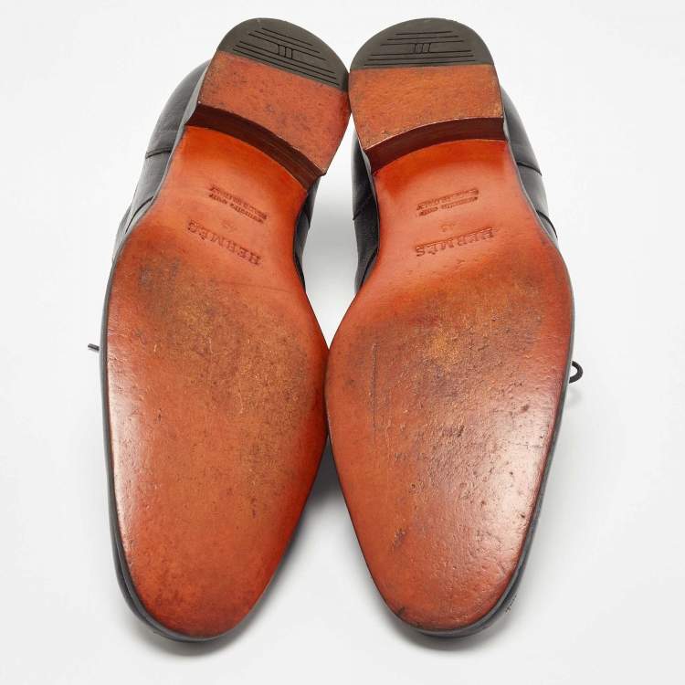 Pre Owned Hermes Black Leather Lace Up Oxfords Size 45