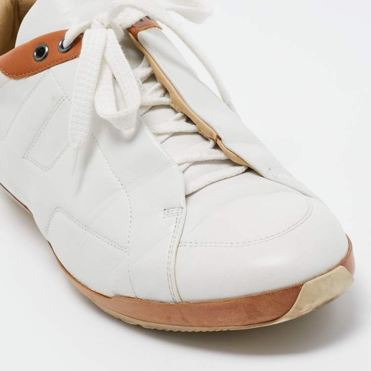Pre Owned Hermes White Leather Trainers Low Top Sneakers Size 43