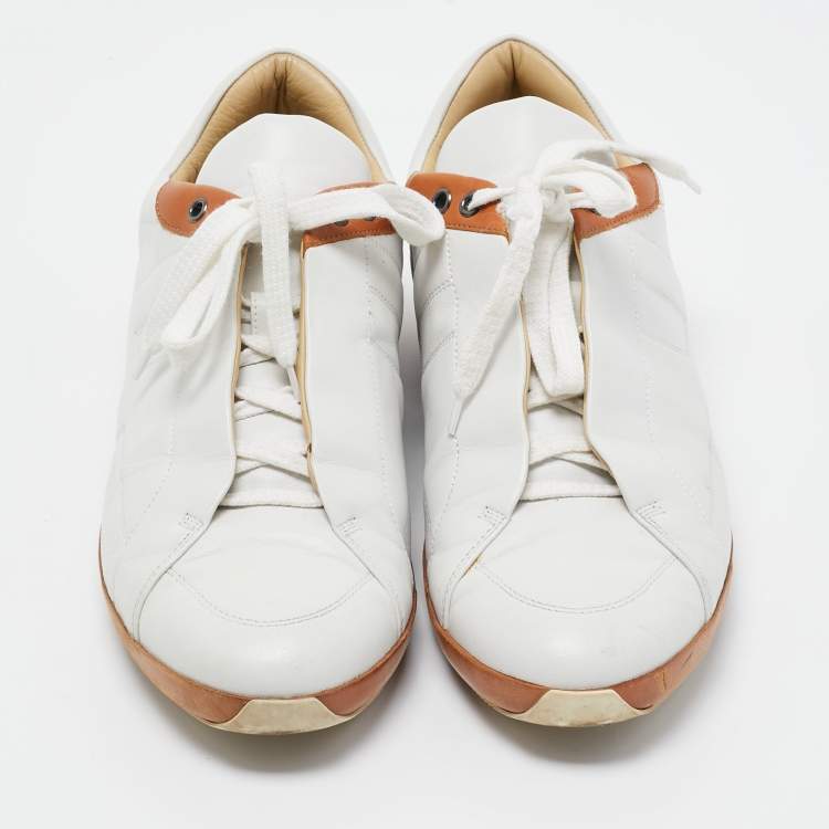 Pre Owned Hermes White Leather Trainers Low Top Sneakers Size 43