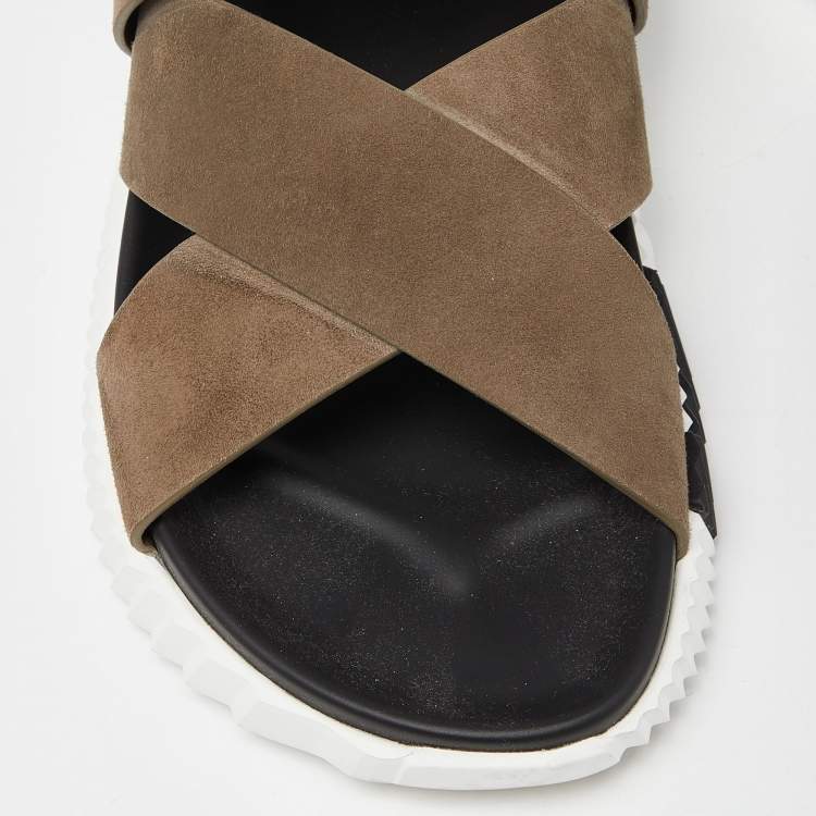 Pre Owned Hermes Beige Suede Electric Sandals Size 45.5