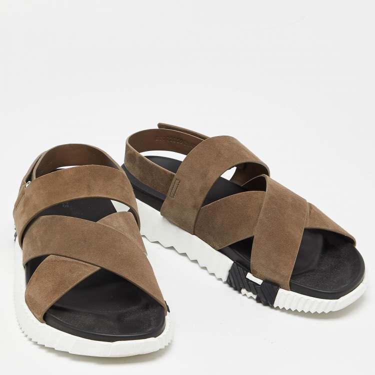 Pre Owned Hermes Beige Suede Electric Sandals Size 45.5
