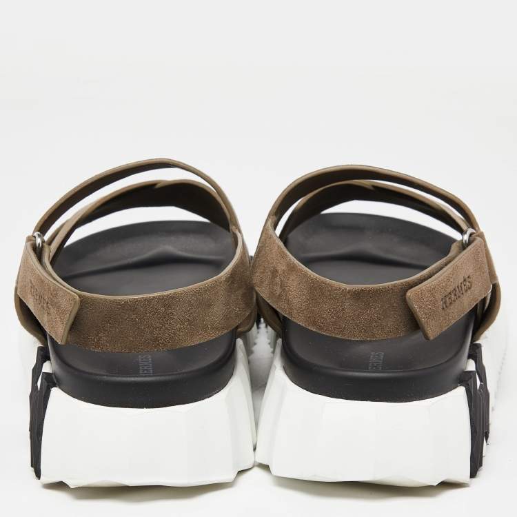 Pre Owned Hermes Beige Suede Electric Sandals Size 45.5