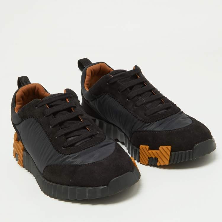 Pre Owned Hermes Black Suede and Neoprene Bouncing Sneakers Size 39
