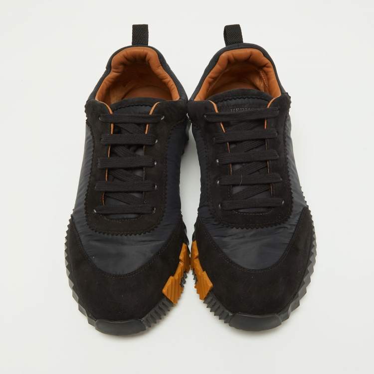 Pre Owned Hermes Black Suede and Neoprene Bouncing Sneakers Size 39