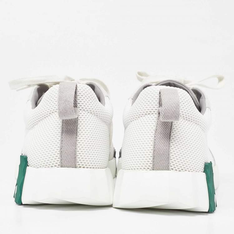Pre Owned Hermes Multicolore Blanc Mesh and Suede Bouncing Sneakers Size 42