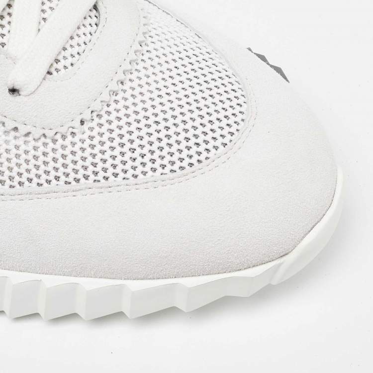 Pre Owned Hermes Multicolore Blanc Mesh and Suede Bouncing Sneakers Size 42