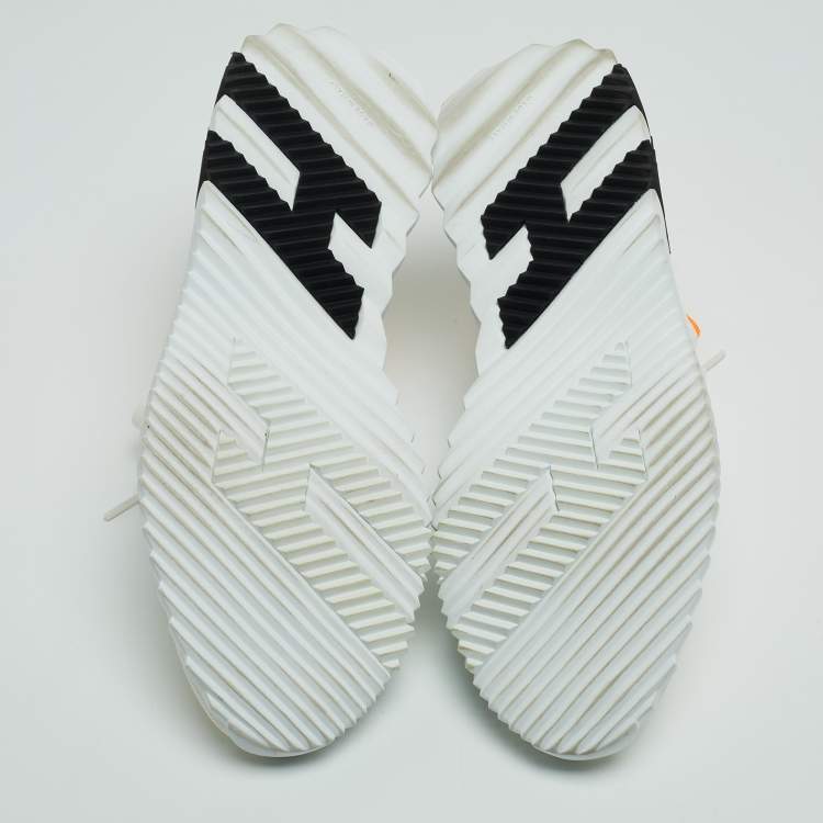 Pre Owned Hermes White Leather and Knit Fabric Depart Sneakers Size 42