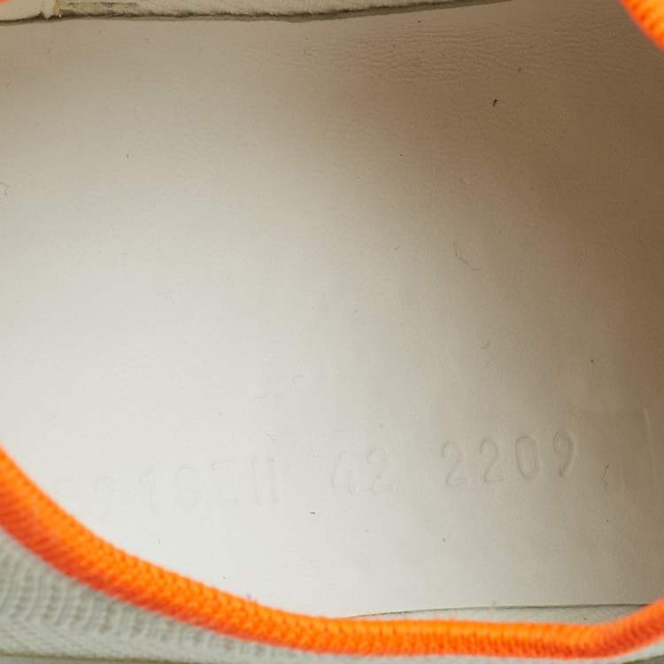 Pre Owned Hermes White Leather and Knit Fabric Depart Sneakers Size 42