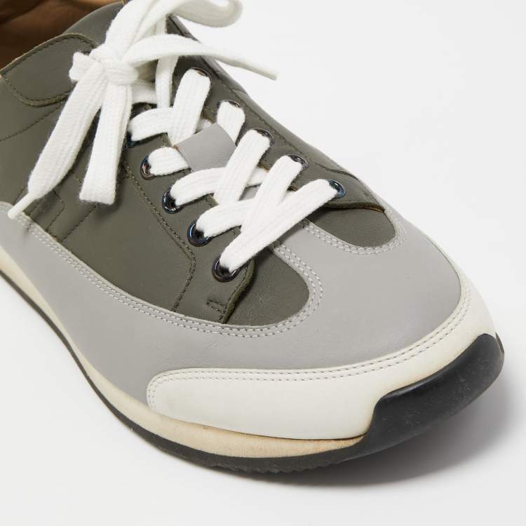 Pre Owned Hermes Tricolor Leather Trail Sneakers Size 43