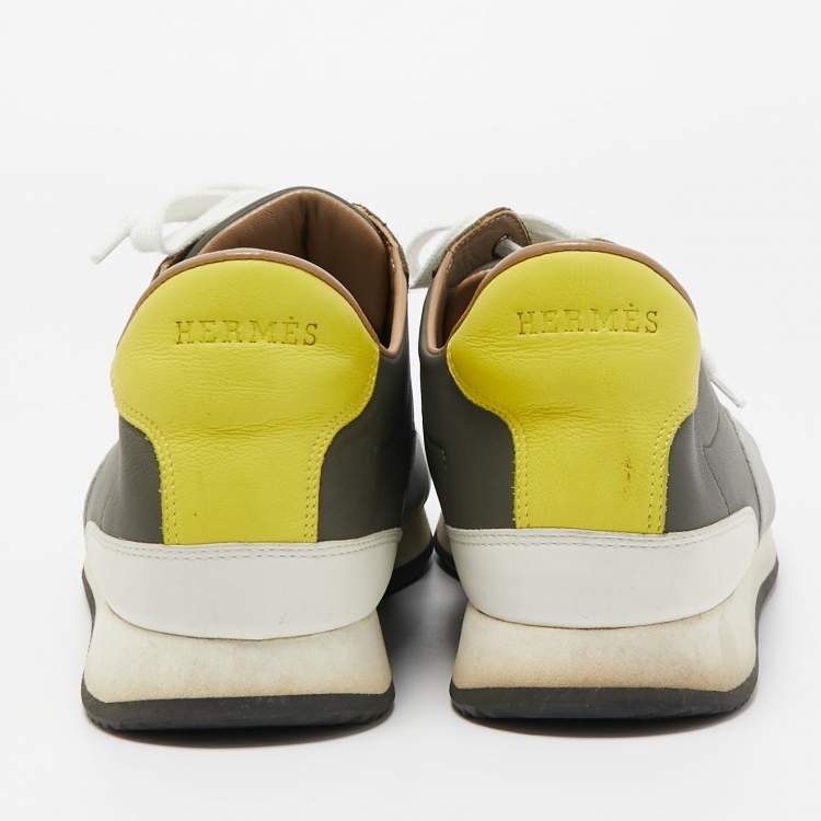 Pre Owned Hermes Tricolor Leather Trail Sneakers Size 43