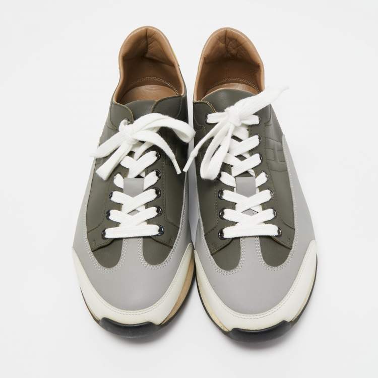 Pre Owned Hermes Tricolor Leather Trail Sneakers Size 43