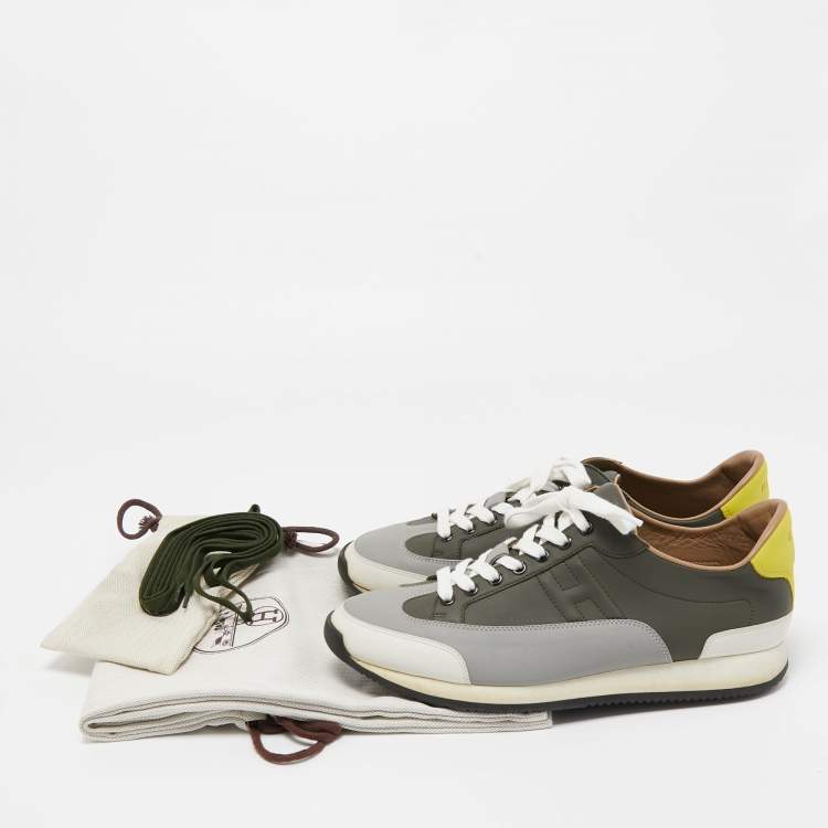 Pre Owned Hermes Tricolor Leather Trail Sneakers Size 43