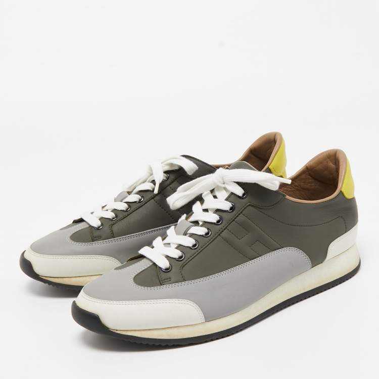 Pre Owned Hermes Tricolor Leather Trail Sneakers Size 43