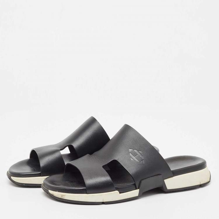 Pre Owned Hermes Black Leather Varadero Sandals Size 43