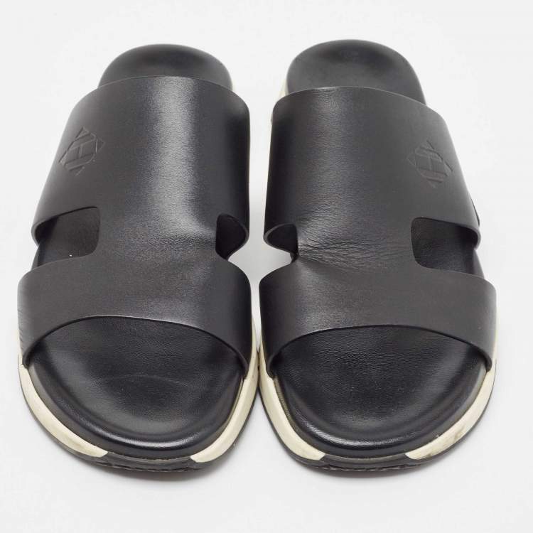 Pre Owned Hermes Black Leather Varadero Sandals Size 43