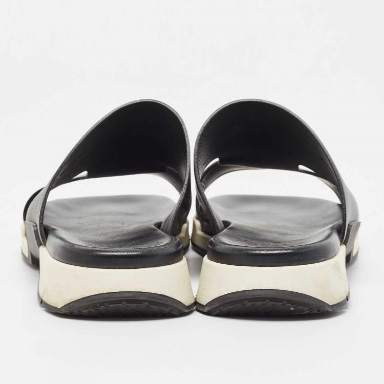 Pre Owned Hermes Black Leather Varadero Sandals Size 43