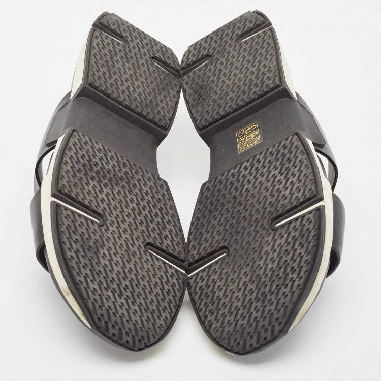 Pre Owned Hermes Black Leather Varadero Sandals Size 43