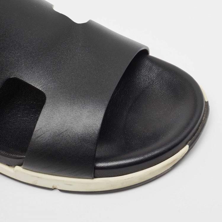 Pre Owned Hermes Black Leather Varadero Sandals Size 43