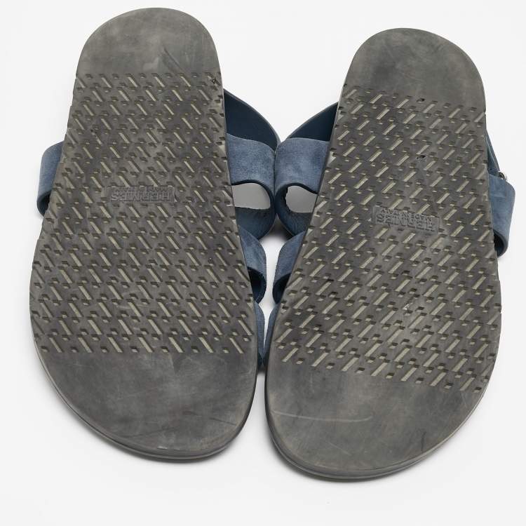 Pre Owned Hermes Navy Blue Suede Genius Flat Sandals Size 43