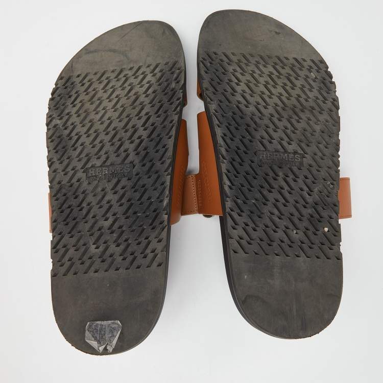 Pre Owned Hermes Tan Leather Chypre Sandals Size 42