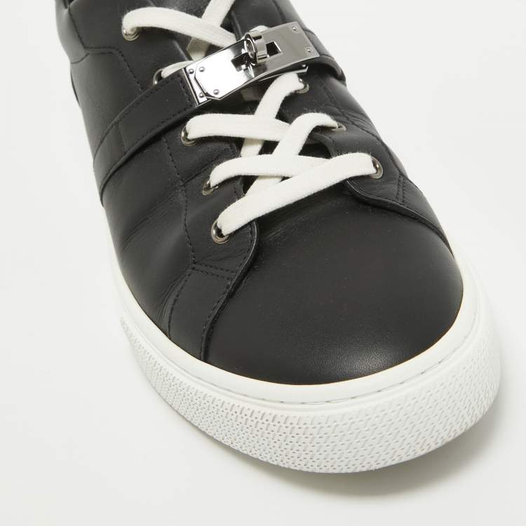 Pre Owned Hermes Black Leather Day Sneakers Size 44