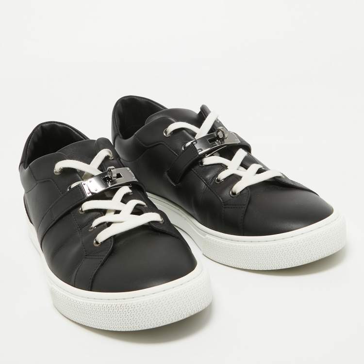 Pre Owned Hermes Black Leather Day Sneakers Size 44