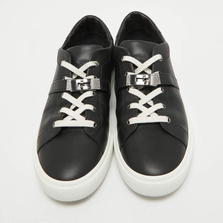 Pre Owned Hermes Black Leather Day Sneakers Size 44
