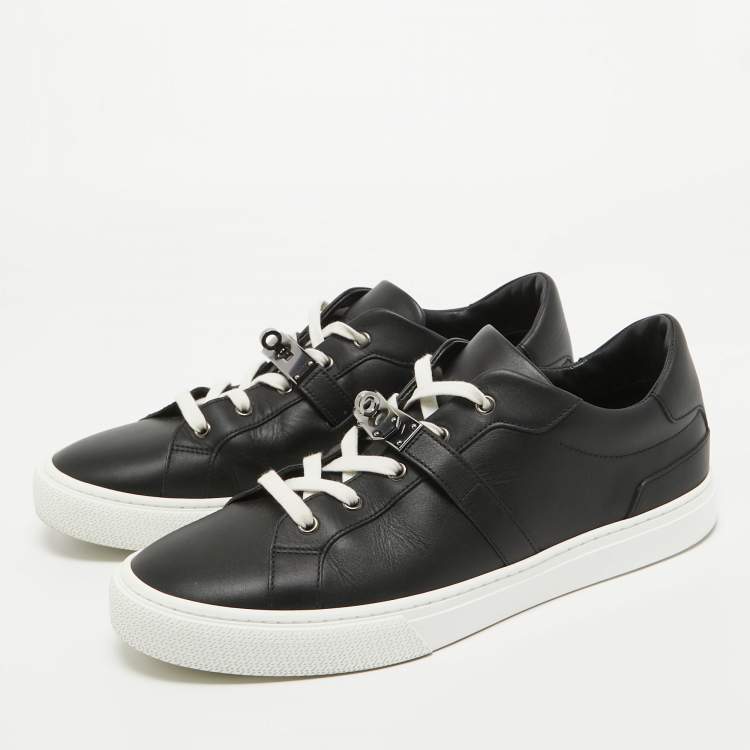 Pre Owned Hermes Black Leather Day Sneakers Size 44