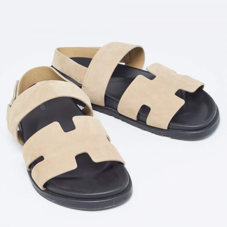 Pre Owned Hermes Brown Suede Genius Slingback Sandals Size 44
