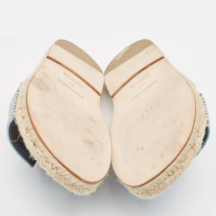 Pre Owned Hermes Light Blue Denim Antigua Espadrille Slides Size 43