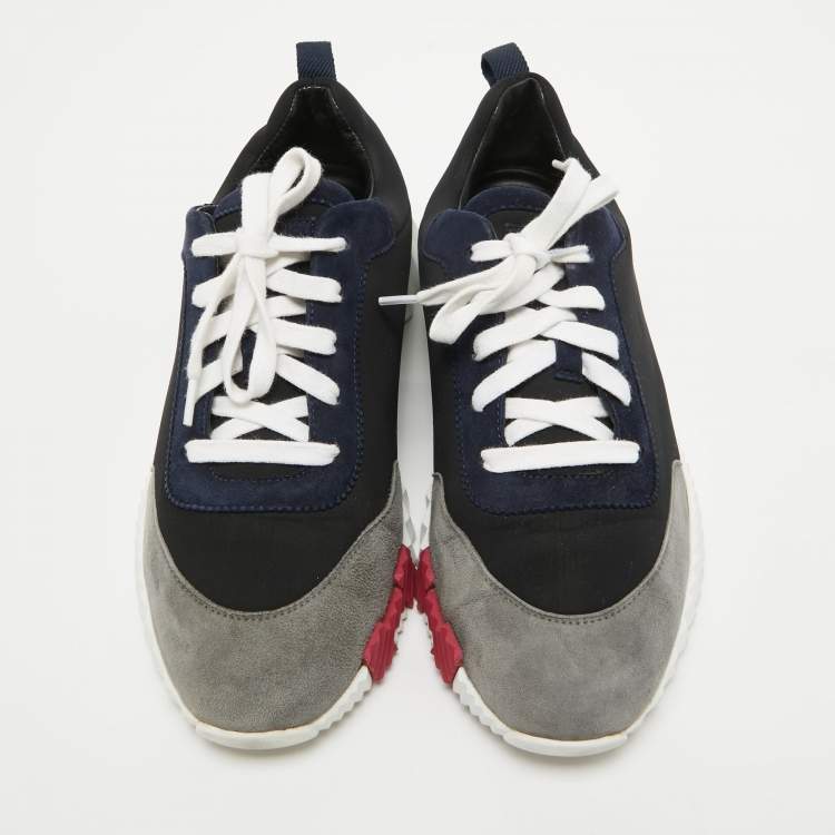 Pre Owned Hermes Multicolor Neoprene and Suede Bouncing Sneakers Size 41