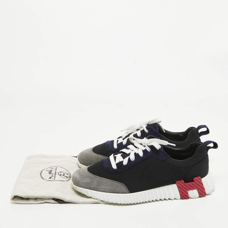 Pre Owned Hermes Multicolor Neoprene and Suede Bouncing Sneakers Size 41