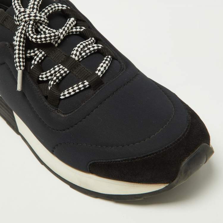 Pre Owned Hermes Tri Color Leather and Neoprene Quicker Lace Up Sneakers Size 40