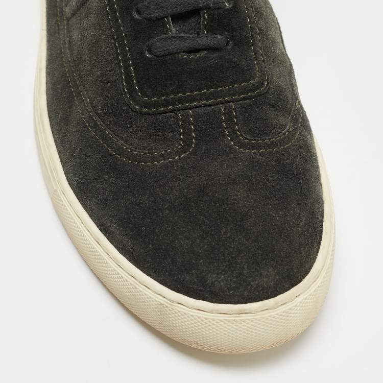 Pre Owned Hermes Dark Green Suede Mid Top Sneakers Size 43.5