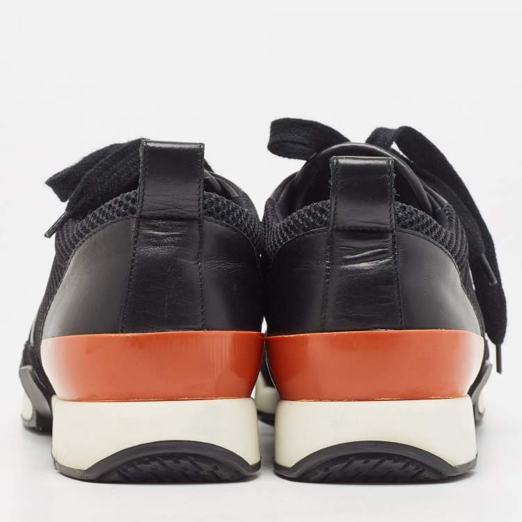 Pre Owned Hermes Black Mesh and Leather Low Top Sneakers Size 42.5