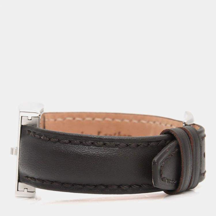 Pre Owned Hermes Belt BE1.210 Quartz White Stainless Steel Men's Wristwatch 26 mm