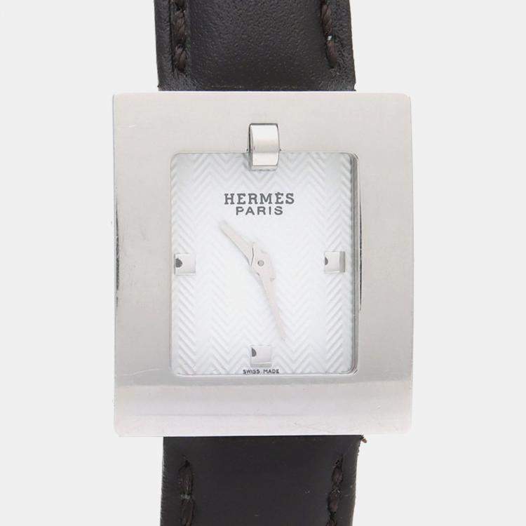 Pre Owned Hermes Belt BE1.210 Quartz White Stainless Steel Men's Wristwatch 26 mm