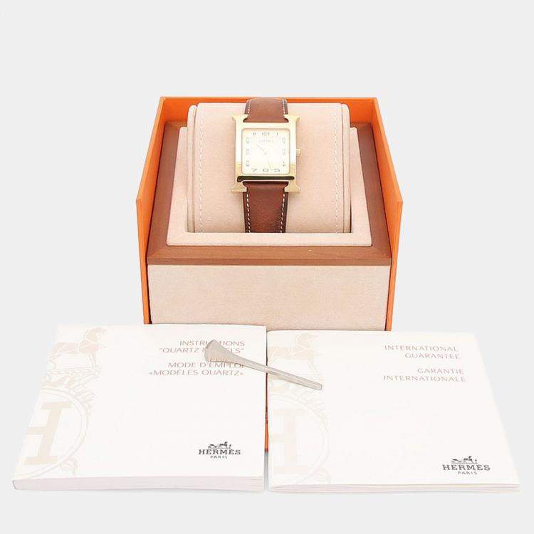 Pre Owned Hermes Heure H HH1.801 Quartz Gold Plated Stainless Steel Men's Wristwatch 20.5 mm