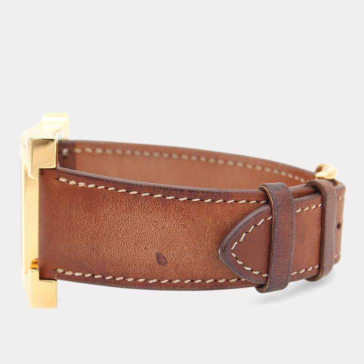 Pre Owned Hermes Heure H HH1.801 Quartz Gold Plated Stainless Steel Men's Wristwatch 20.5 mm