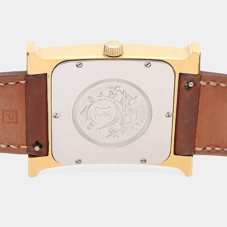 Pre Owned Hermes Heure H HH1.801 Quartz Gold Plated Stainless Steel Men's Wristwatch 20.5 mm
