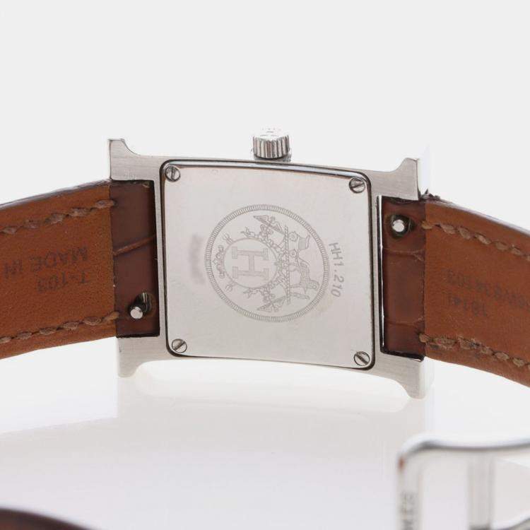 Pre Owned Hermes Heure H HH1.210 Quartz Diamond Stainless Steel Women's Wristwatch 21mm