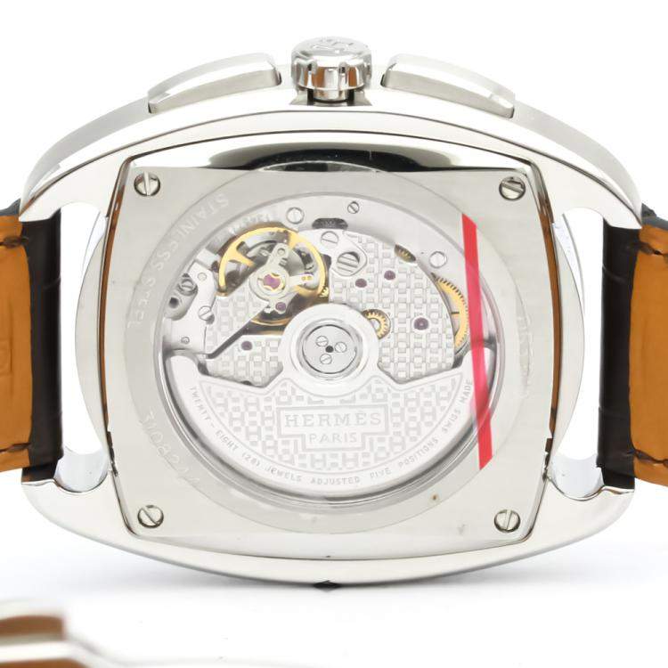 Pre Owned Hermes Silver Stainless Steel Dressage DR5.910 Automatic Men's Wristwatch 41 MM