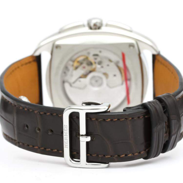 Pre Owned Hermes Silver Stainless Steel Dressage DR5.910 Automatic Men's Wristwatch 41 MM