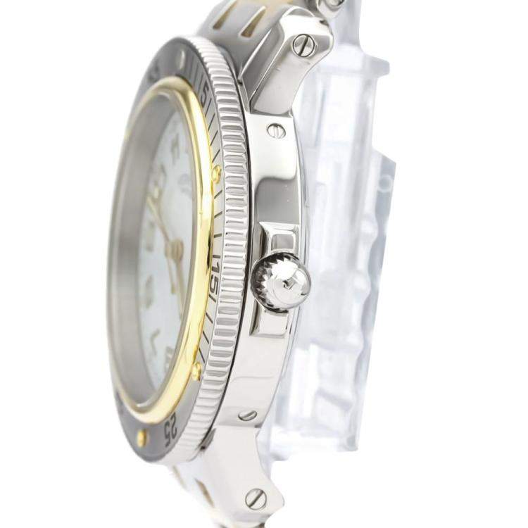 Pre Owned Hermes Silver Gold Tone Stainless Steel Clipper Diver Chronograph Quartz CL7.720 Men's Wristwatch 38 MM