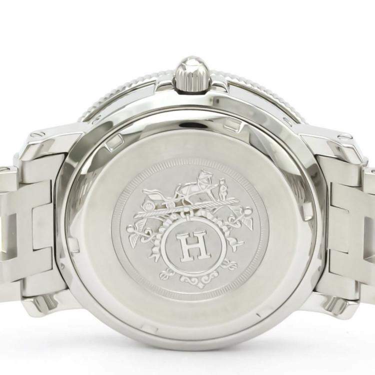 Pre Owned Hermes Silver Gold Tone Stainless Steel Clipper Diver Chronograph Quartz CL7.720 Men's Wristwatch 38 MM