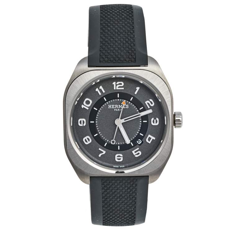 Hermes Grey Titanium Rubber H08 SP1.471 Men's Wristwatch 39 mm Hermes ...