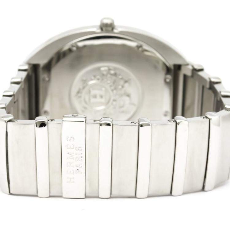 Pre Owned Hermes Silver Stainless Steel Espace ES2.710 Quartz Men's Wristwatch 38 MM 